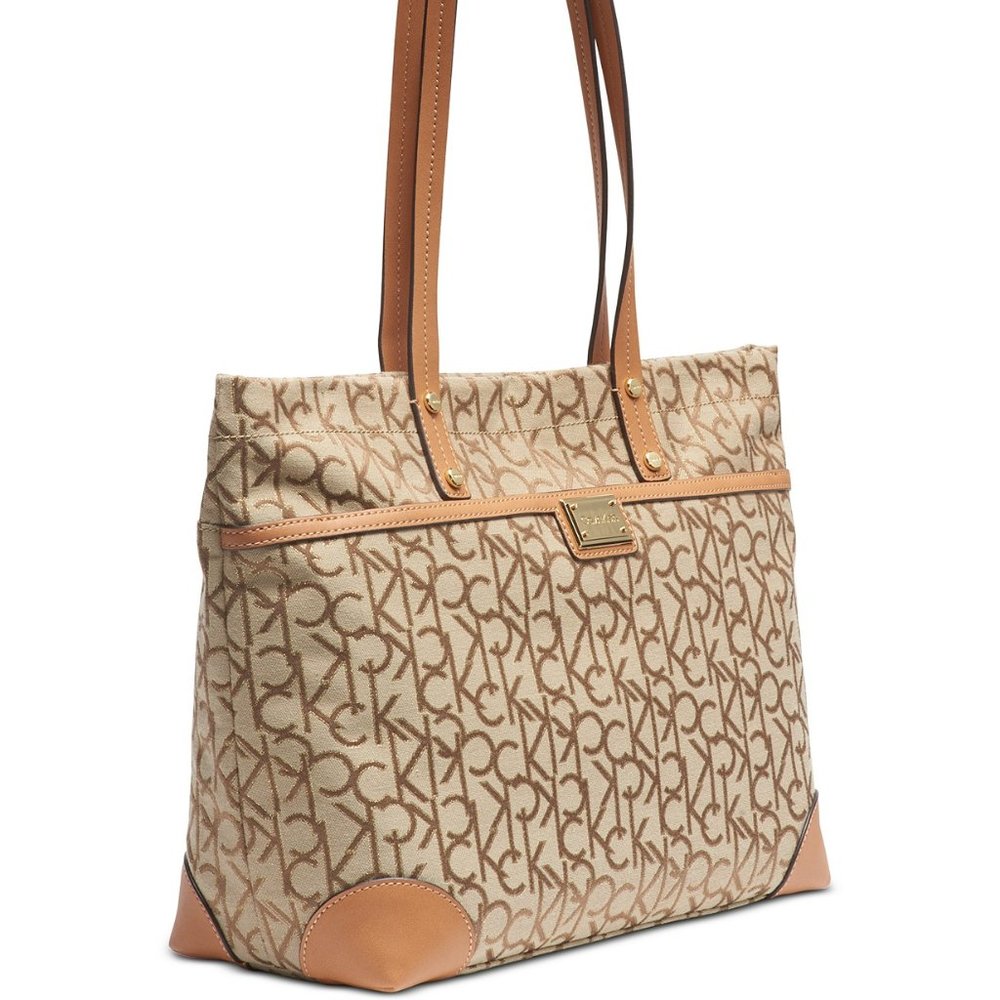 SOLD! Calvin Klein Teodora Jacquard Signature Tote - Picture 1 of 9